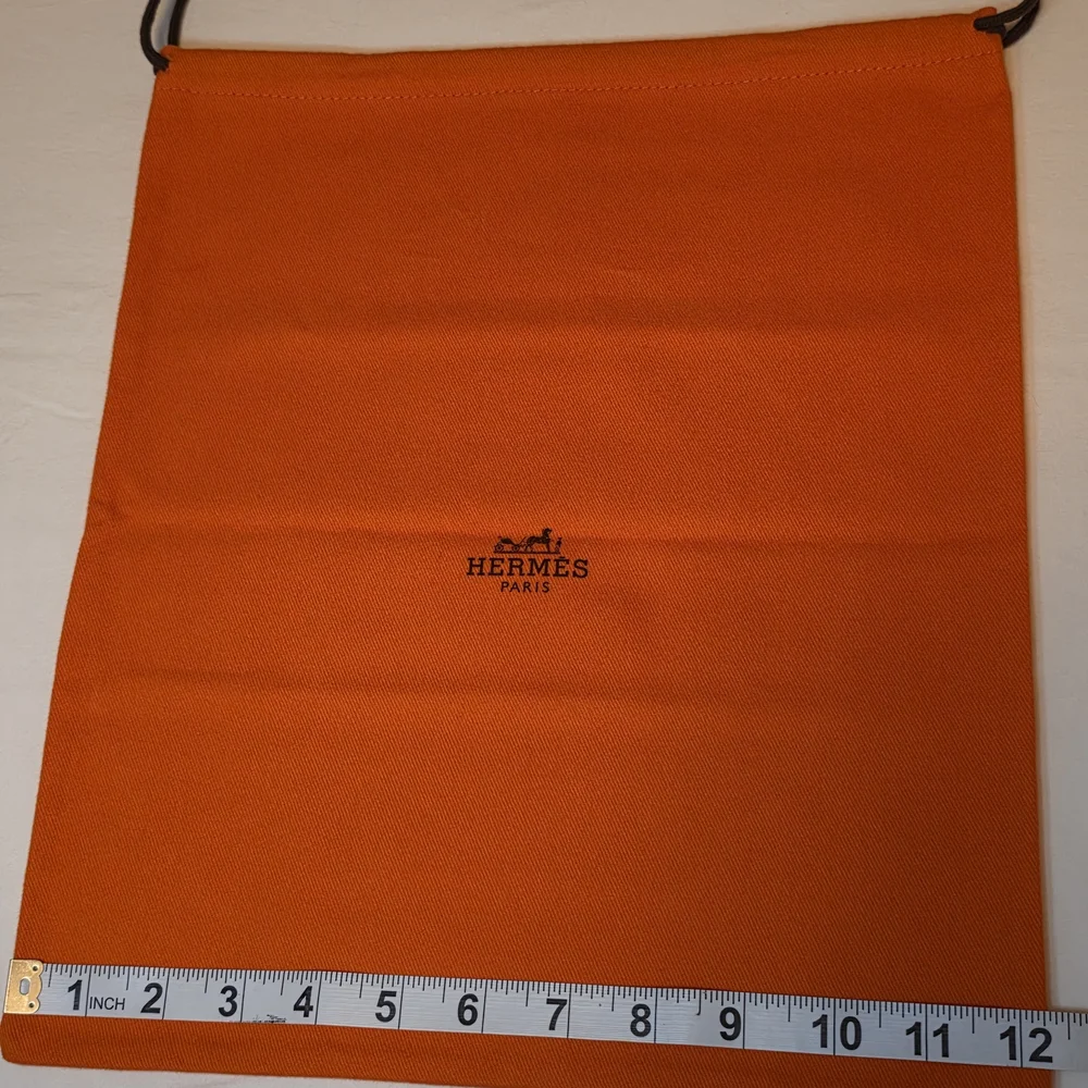 Hermès Authentic Orange Dust Bag 12x14 Small Drawstring Cotton Bag